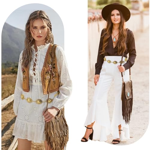 Ammiko Western Concho Belt for Women Chain Belt Fashion Cowgirl Waist Belts for Dresses Jeans Country Concert Outfit 6