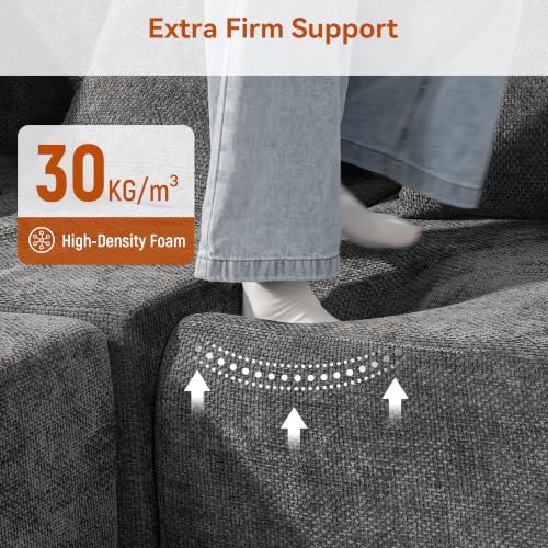 Image of MONVANE 103 inch U-Shaped 5 Seat Modular Sectional Cloud Couch, Grey
