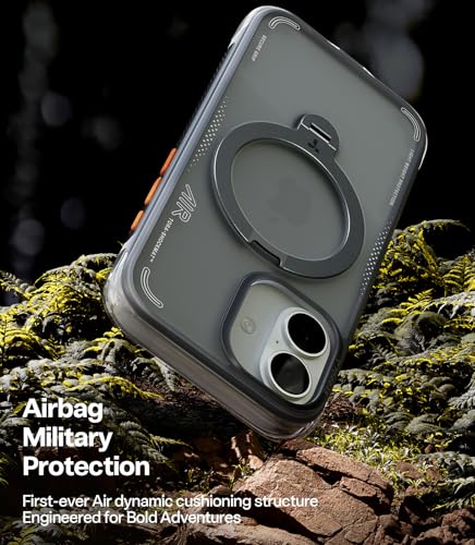 Image of TORRAS Ostand Q3 Air for iPhone 17 Case with 360 Magnetic Stand, Fit for MagSafe, Mil-Grade Drop Tested, Camera Control Button, Shockproof Phone Case for iPhone 17 6.3'', Shadow Black