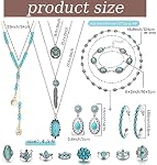 MILACOLATO Bohemian Turquoise Jewelry for Women Men Western Turquoise Set Adjustable Belt Rings and Necklace Vintage Drop Earrings Bracelet Western Boho Turquoise Jewelry for Women TS