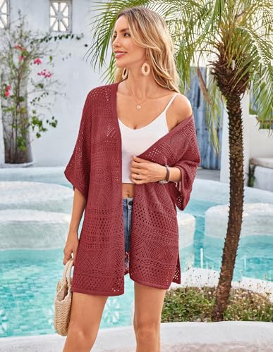Image of GRACE KARIN Women Lightweight Summer Cardigan Crochet Knit Kimono Sweaters