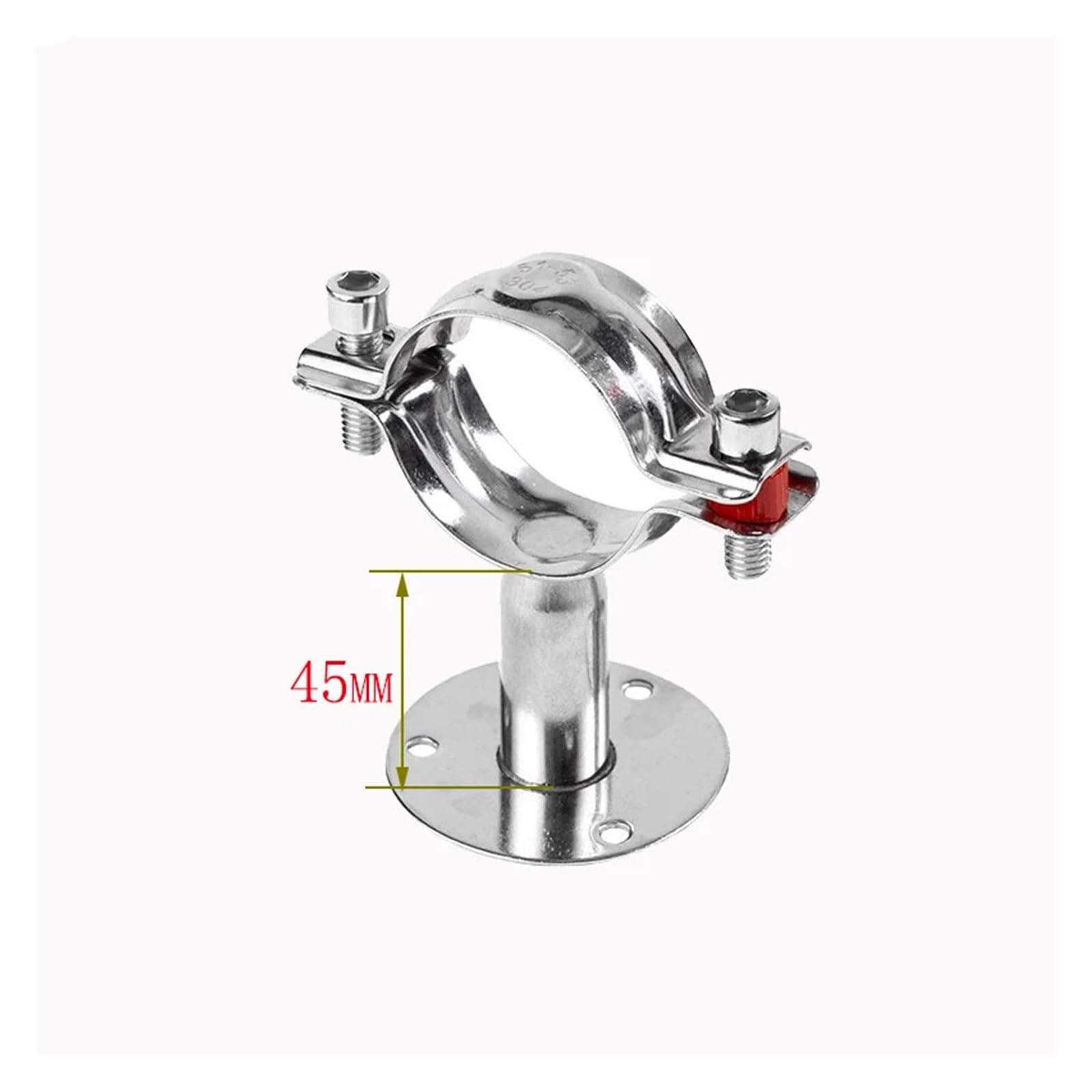 Uchwyt do rur wodnych ze stali nierdzewnej z podstawą z zaciskiem rurowym z PVC, średnica zewnętrzna 19-219 mm, wysokość 45-100 mm(133mm-L45mm)