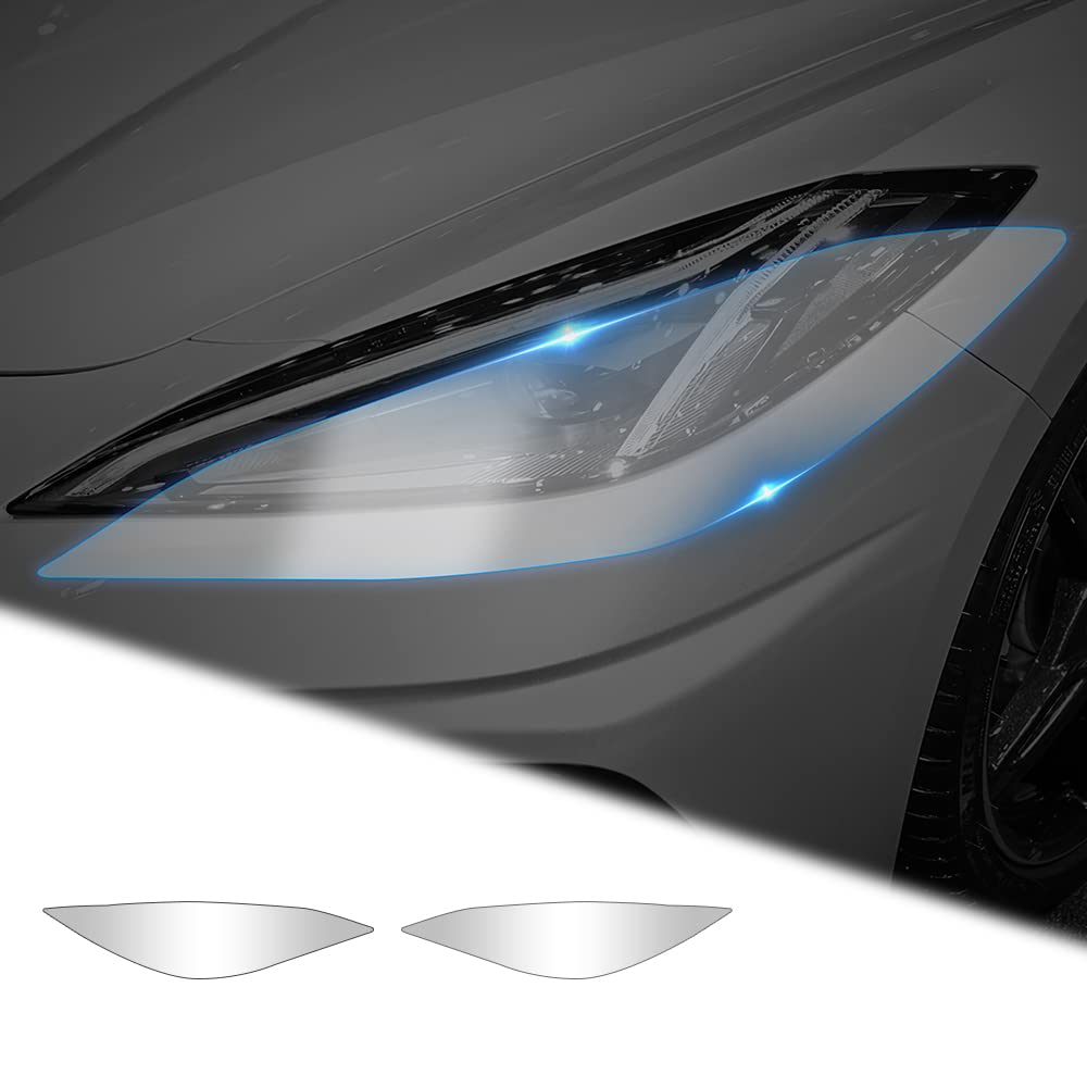 KUNGKIC for Chevrolet Corvette C8 Wide Headlight Protection Film TPU Scratch Guard Non-Yellowing Self-Healing Exterior Accessories Compatible with 2020 2021 2022 2023 2 Pcs Clear Paint