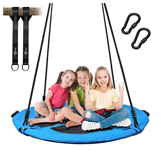 Trekassy 700lb Saucer Tree Swing for Kids Adults 40 Inch Textilene Wear- Resistant Waterproof Frame Includes 2 Tree Hanging Straps