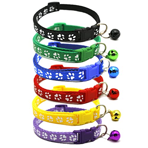 LEEQBCR 6-teiliges Welpenhalsband separates Welpen-ID-Halsband verstellbare Schnellverschluss-Schnalle reflektierendes Haustierhalsband Katzenhalsband weiches Nylon verstellbar kleiner Hund