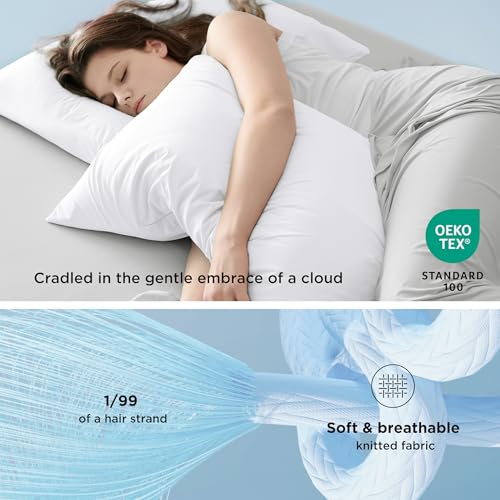 Bedsure Cooling Pillow Cases, Zipper Pillow Cases Standard Size Set of 2, Cool Pillowcases for Hot Sleepers and Night Sweats, Silky Soft & Breathable Cold Pillow Covers, Gift, White, 20x26 Inches