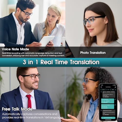 padom AI Smart Glasses for Men & Women, Bluetooth Smart Glasses with 165+ Languages, Photochromic Lenses, AI Assistant, Touch Control & IPX5 Water-Resistant for Travel & Work(Blue) - image 3
