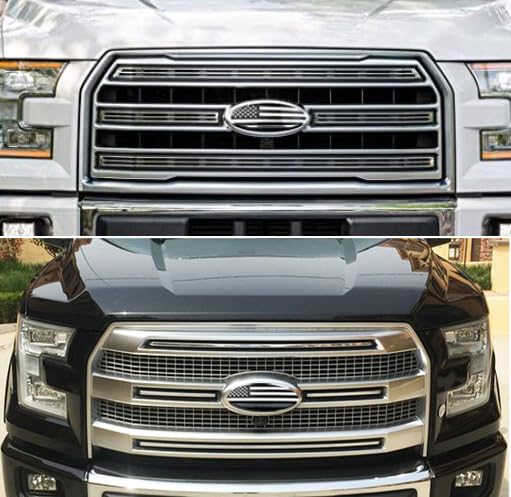 Image of 9inch Emblem for Ford, Front Grille Tailgate Rear American Black Flag Emblem 9 inchX3.5 inch Oval Deca Fit for 04-14 F150, F250, F350,11-14 Edge, 11-16 Explorer, Ranger, Expedition (Chrome and Black)
