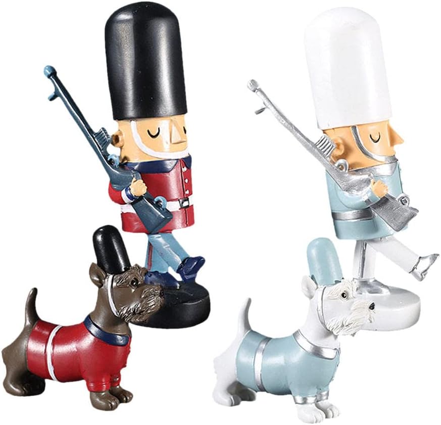 Baosity 2ピースヴィンテージナッツクラッカー人形兵士と犬の机の卓上卓上ギフト 送料込