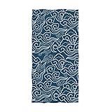 ALAZA Vintage Japanese Ocean Waves Ultra Soft Hand Towel Wash Cloths for Bath, Hotel, Gym, Spa, Beach and Exercise(16' x 30')