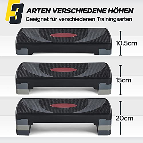 Yaheetech Steppbrett Fitness Aerobic Stepper Höhenverstellbar Step Bench mit 3 Stufen (10/15/20 cm) Rutschfestes Trainingsgerät für Büro und Zuhause – Bild 4