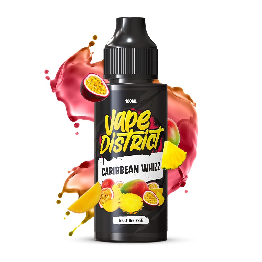 Vape District Vape Liquid 100ml Caribbean Whizz Ecig Juice E Liquid Nicotine Free 70VG/30PG E Cigarette Sub Ohm Flavoured E Juice Short Fill