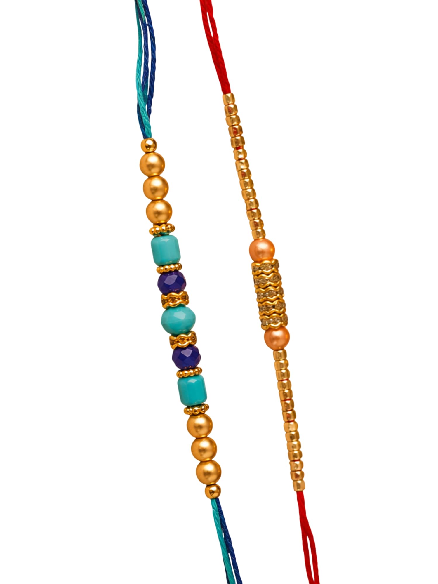 Blue and Red Beaded Set of 2 Rakhis-image-8