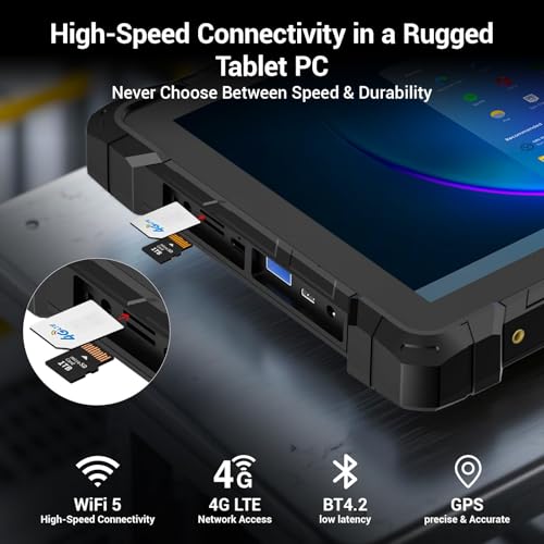 Image of HEIGAOLA Rugged Tablet 12th Alder Lake N100 10.1 inch Win Tablet, Win 11 Pro 16GB 256GB ROM 4G LTE GPS Tablets PC 8000mAh Battery USB3.0 / WiFi 5 / BT5.0 / FHD for Field Service
