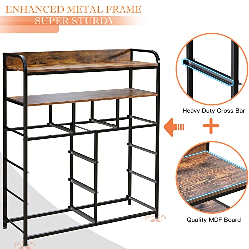 EnHomee Rustic Brown 9-Drawer Dresser and TV Stand with Shelves for Bedroom, Closet, and Living Room