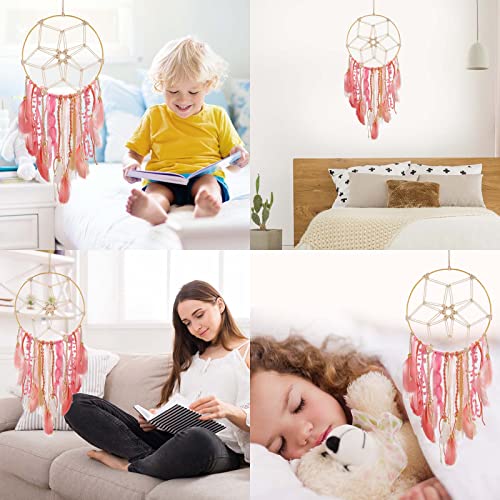 Opohaome Boho Dream Catchers Large Macrame Dream Catcher For Girls Wall Hanging Dreamcatcher With Handmade Feather Bedroom Gift For Women Gift For Girlfriend Boys Mothers Day Mom Gifts（Pink） #TOP6