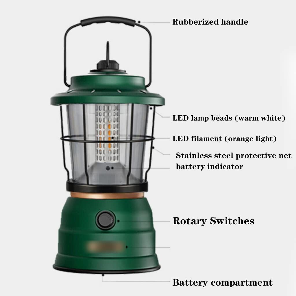 Lampa kempingowa do oświetlenia namiotu, Oświetlenie zewnętrzne Retro Camping, oświetlenie namiotu, wiszące oświetlenie LED Camping(White)