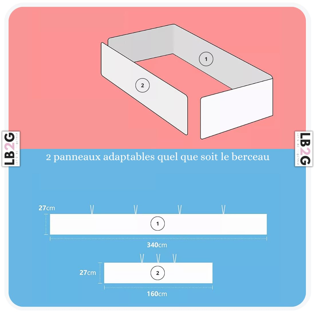 Tour de lit bébé - Contour de lit 3D - Respirant - Anti-allergie et Antistatique (blanc)