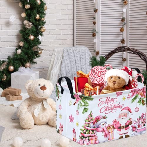 Image of Christmas Basket Box Hamper Storage Basket Collapsible Organizer Bin Gift Shelf Baskets for Home and Kitchen Storage