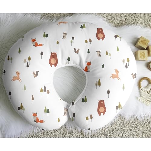 Image of Sweet Jojo Designs Baby Nursing Pillow Cover (Woodland Animals) for Girls & Boys, Infant /Newborn Nursery, Bottle Breastfeeding Slipcover, Breast Feeding Pillowcase-Pillow NOT Included (Forest Friends)