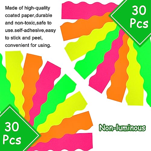 Image of Whaline 69Ft Neon Color Bulletin Board Border Fluorescent Green Yellow Orange Rose Red Decoration Borders Colorful Bulletin Board Stickers for School Classroom Office Home Party Decoration (Pack of 2)