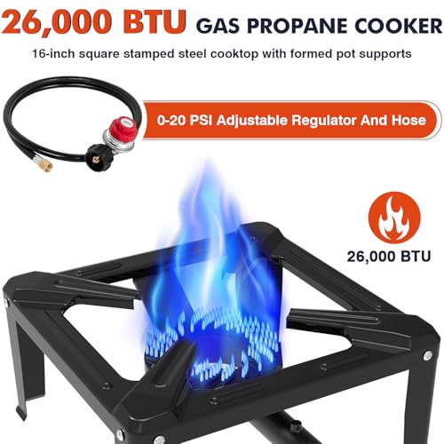 Image of Llamaviva Portable Propane Camping Stove - Single Burner Outdoor Gas Stove for Wok Cooking, Seafood Boil & Tailgating, Heavy Duty Steel Propane Burner with 4ft Hose, Estufas de Gas, Portable Stove