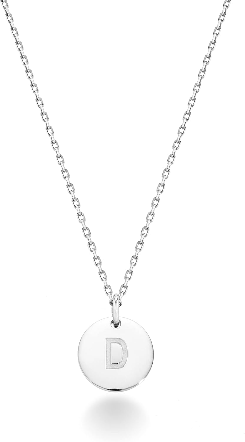 Miabella 925スターリングシルバーまたは18Kイエローゴールドオーバーシルバー ラウンドイニシャルペンダントネックレス レ
