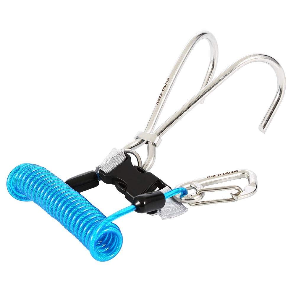 Crochet de Récif de Plongée Sous-marine, Crochet Double de Récif en Acier Inoxydable avec la Lanière de Bobine en Spirale