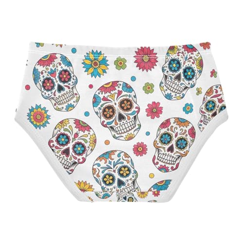 Kids Underwear Girls, Colorful Skulls Floral Toddler Panties, Cotton Underwear for Girls, 2T–8 Years2