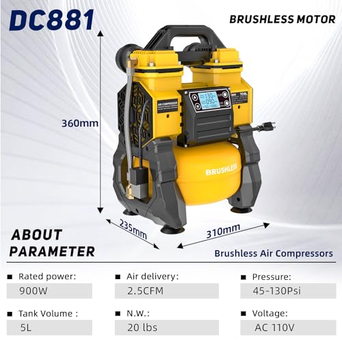Image of TC.BL Portable Air Compressor 110V AC Purpose Oil Free Air Pump with with 1.5Gal Aluminum Tank