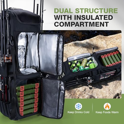 Goture Mochila Grande para Pesca de 61L, 3 Capas con 6 Cajas de Tackle Incluidas miniatura 5