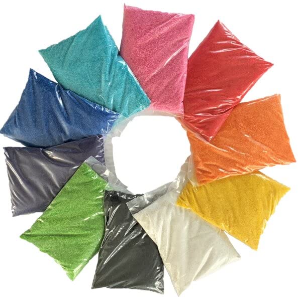 FARBSAND, Dekosand, Bastelsand. Set farbig MIX. 0,5 mm. 10 x 0,5 kg = 5 kg....