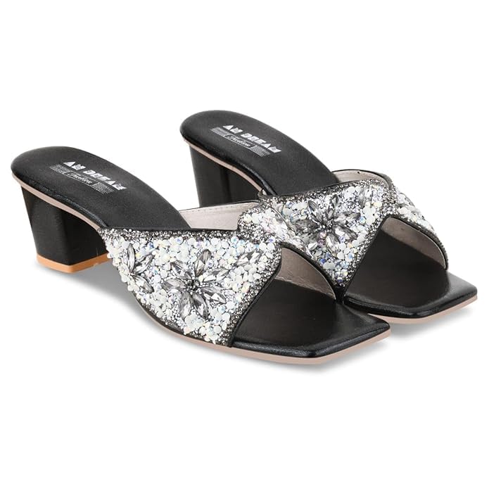 AN DREAM FASHION Stylish Embellished Heel Sandals Women & Girls Platform Pencil Heel Wedge Heels For Wedding (Black, UK Footwear Size System, Adult, Women, Numeric, Medium, 8) (B0DFLRHJS9) Amazon Price History, Amazon Price Tracker