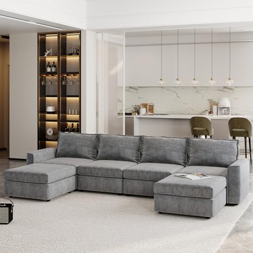 U-Shaped Oversized Modular Sectional Sofa Couch 6 Seater Free Combination