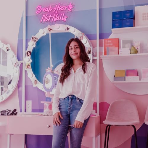 Image of Break Heart Not Nails Neon Sign for Wall Decor,Neon Light Pink LED Neon Light for Bedroom Nails Salon Beauty Room Shop Decoration Gift