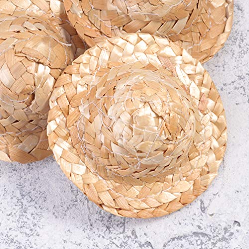 NUOBESTY 6 Pezzi Mini Cappelli di Paglia Bambola