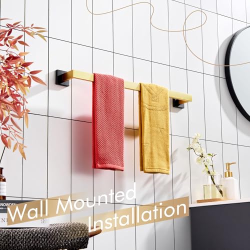 Image of KOKOSIRI 24-Inch Towel Bars for Bathroom Wall Mounted Kitchen Towel Rack Holder T-304 Stainless Steel Matte Black and Brushed Gold, B4003GDK-L24
