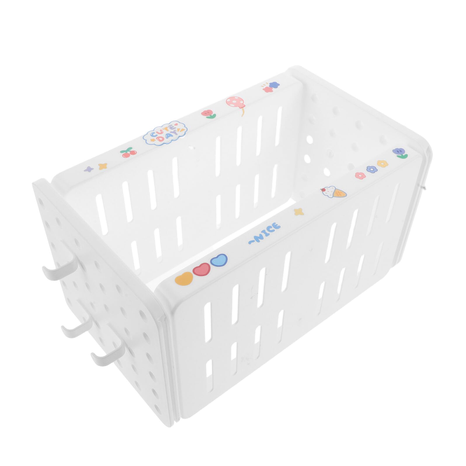 VILLCASE Organizador de Escritorio Modular de 2 Niveles Color Beige Claro Gancho Portalápices y 3 Ganchos Estante Compacto para Material Escolar y Oficina Almacenamiento Versátil para