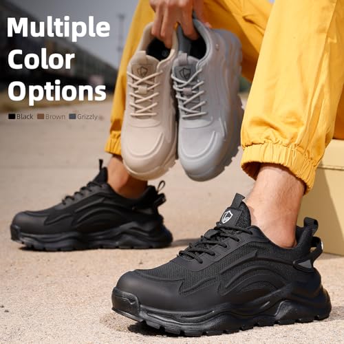 Image of Steel Toe Shoes for Men, Lightweight Safety Work Shoes, Breathable Puncture-Resistant Work Shoes for Warehouse, Factory and Light Construction