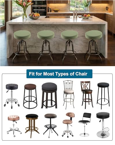 Image of CRFATOP 4 Pack Waterproof Green Bar Stool Covers Round Seat Slipcover,M