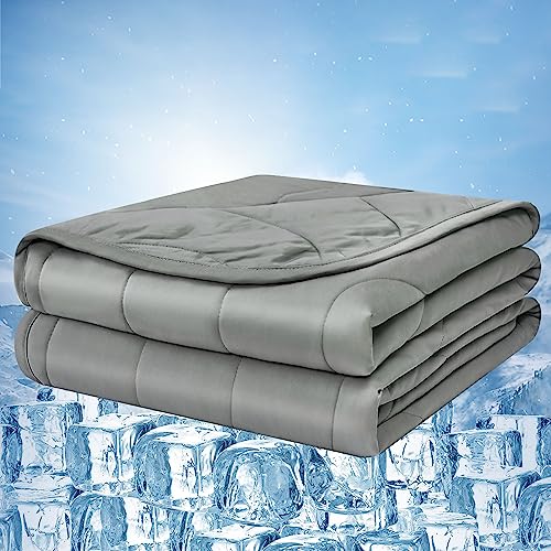 Laneetal Kühldecke leichte Sommerdecke mit Arc-Chill Q-Max > 0,45 Kühlfasern selbstkühlende Decke für Menschen, Sommerbettdecke zum Schlafen, Wohndecke Sofadecke Reisedecke Grau 220x240 cm