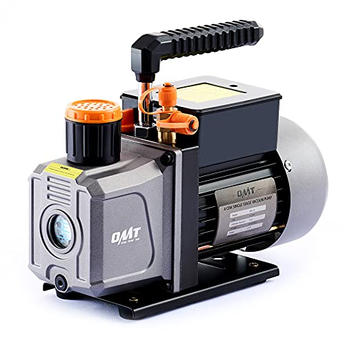 Orion Motor Tech 4cfm Vacuum Pump, 1 Stage HVAC Vacuum Pump for R12 R22 R134a R410a Systems, Small 1/3hp 38 Micron Vacuum Pump for Air Conditioner Servicing Resin Degassing and More, Oil Included