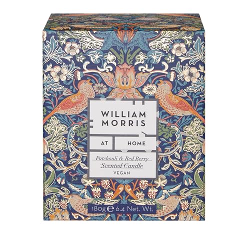 William Morris At Home Scented Candle 180g in Glass Jar Home Fragrance Essential Oils Vegetable and Mineral Wax Burn Time 40 Hours Housewarming Beauty Gift Cruelty and Vegan Friendly