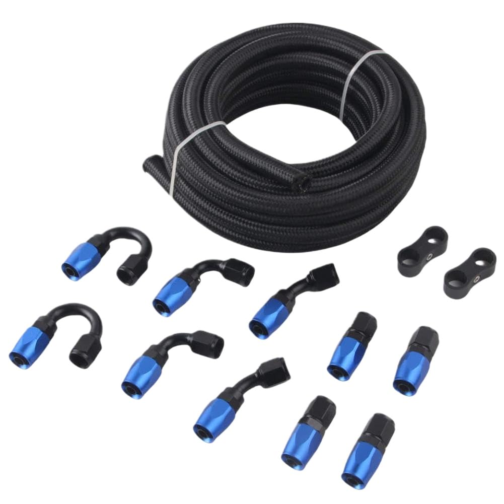 Zvaqmxbsa Onecolor 20Ft An6 Fuel Line Kit Cpe Rubber Nylon Hose With Swivel Hose End Fitting For Oil Coolant Line Radiator Connection Compatible With Universal