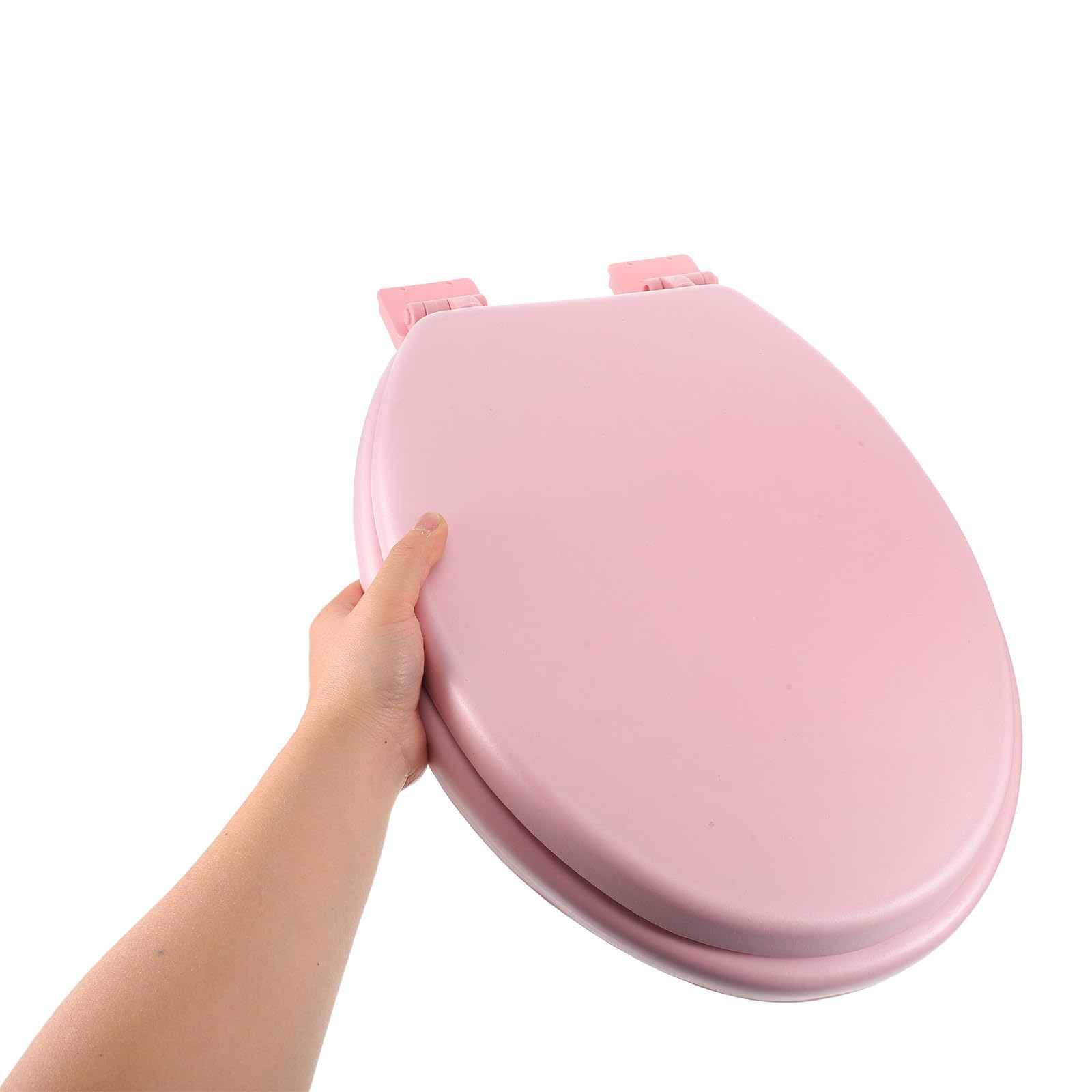 SEWACC Asiento de Inodoro en Forma Cojín Acolchado de Espuma Rosa y Cierre Lento, Adecuado para Reemplazo en Baños de Hogar y Hotel, Accesorios para Baño Silenciosos