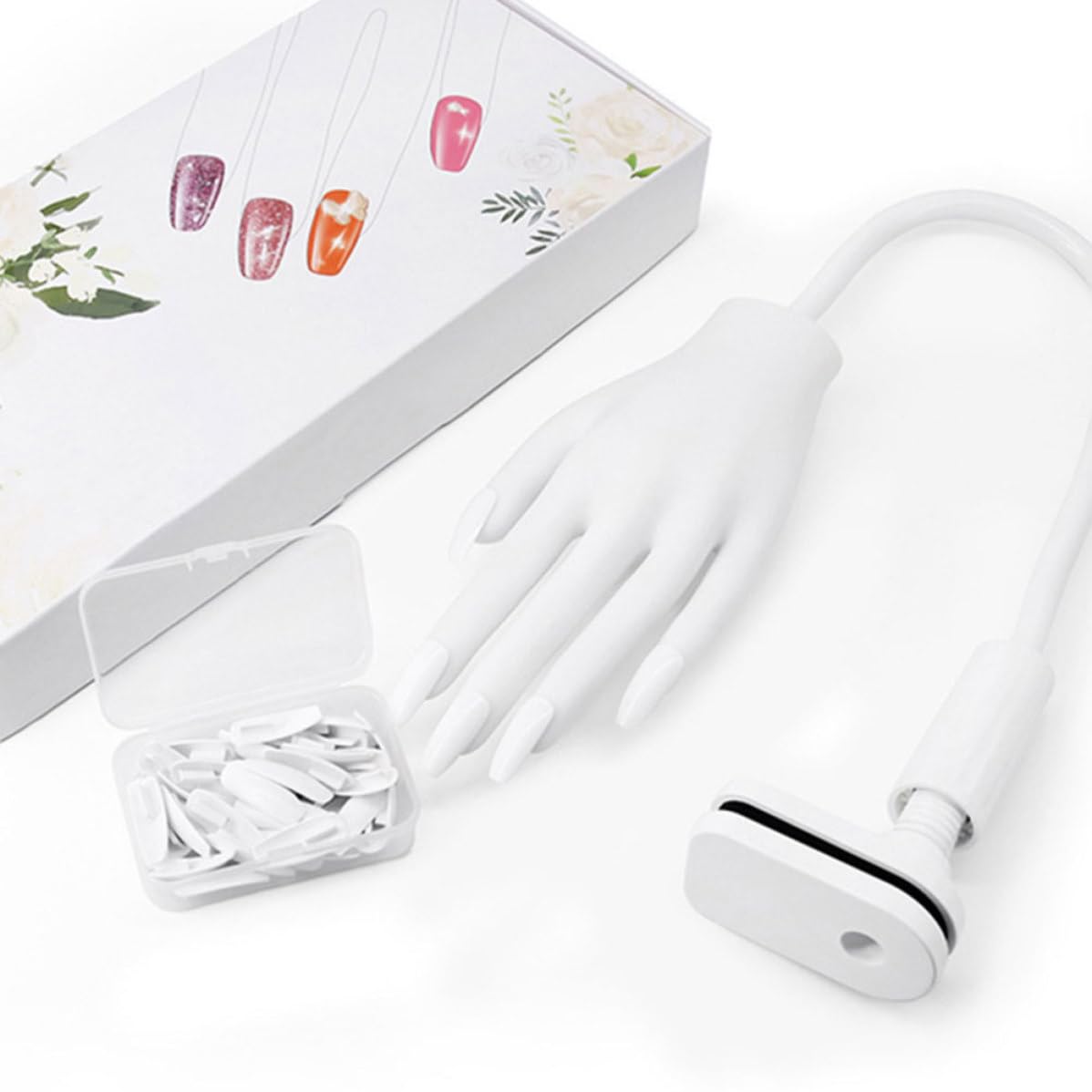 Reusable Fingernail Practice Hand Model for Nail Art Learning and Showcasing, Soft Plastic Fake Hand Nail Practice Tool for Beginners and Professional Manicurists