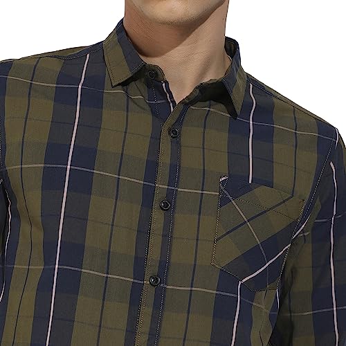 Image of CAHOOT Men's Button Up Regular Fit Shirt for Casual Wear | Regular Sleeve | Spread Collar | Button Closure | Shirts Crafted with Comfort Fit for Everyday Wear