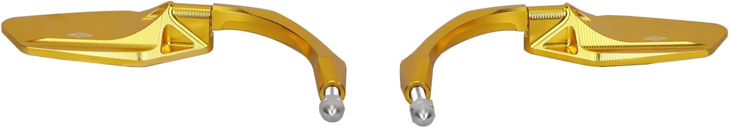 5.0" Gold Motorcycle Side Mirrors, Rear Mirrors on Handlebar, Transformer Style, Compatible with Harley Davidson Softail, Dyna, Touring, Sportsters