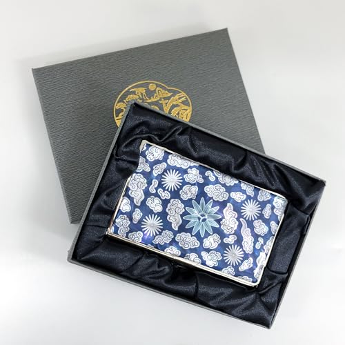 Image of Mother of Pearl Business Card Case Credit Id Name Holder Travel Wallet Art Painting Design Metal Stainless Steel Engraved Slim Purse Pocket Cash Money Wallet (Mum Cloud)