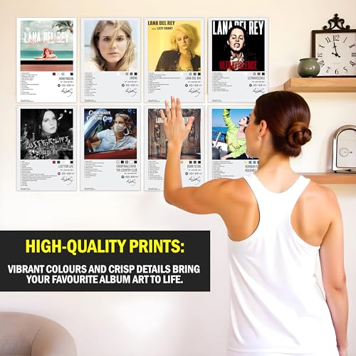 Image of Flybuy Hub Wall Art Posters, 20x30 cm (A4), Self-Adhesive, F-1 Racing Design for Bedroom, Living Room, Office (Lana Del Reyy)